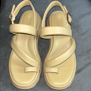Vince Cream Sandals with Chunky Platform Sole